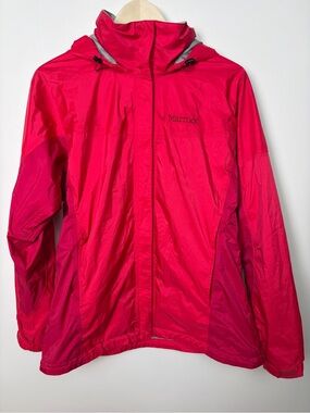 Marmot PreCip Eco Rain Jacket Sz Large Gorpcore Travel Hiking Climbing Hot Pink